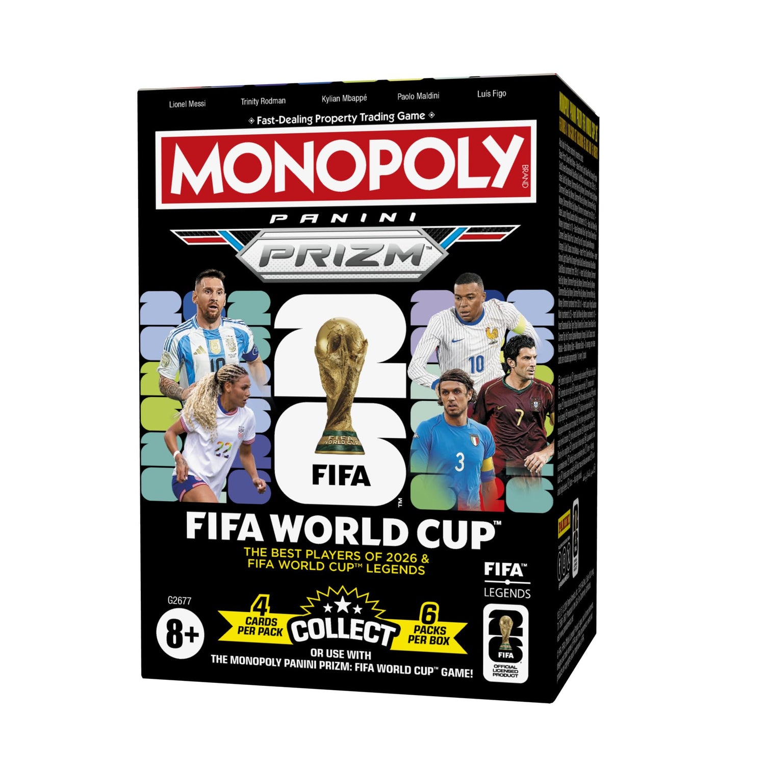 Monopoly Panini Prizm: FIFA World Cup Trading Cards Booster Box | Current Stars and Legends | 2+ Players, Ages 8+ | Gifts for Soccer Fans
